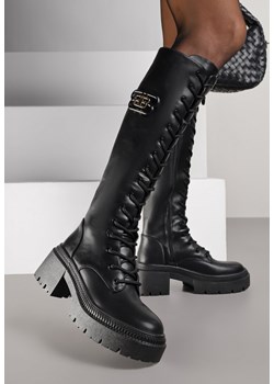 Czarne Sznurowane Kozaki Vices na Platformie w Stylu Grunge Lattime ze sklepu born2be.pl w kategorii Kozaki damskie - zdjęcie 188023865