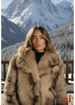 Beżowa Kurtka Futerko z Ozdobnym Kołnierzem Fitene ze sklepu renee.pl w kategorii Futra damskie - zdjęcie 188024109