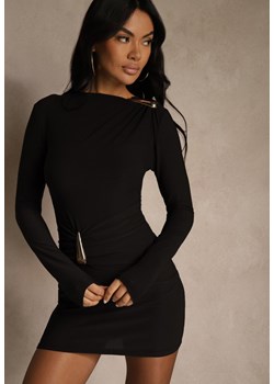 Czarna Sukienka Bodycon z Metalicznymi Ozdobami Vetirale ze sklepu renee.pl w kategorii Sukienki - zdjęcie 188024388