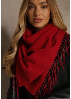 Czerwony Klasyczny Szalik Zakończony Frędzlami Vetiele ze sklepu renee.pl w kategorii Szaliki i chusty damskie - zdjęcie 188024437