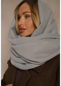 Ciemnoszary Szalik z Bawełny i Wiskozy o Klasycznym Fasonie z Frędzlami Vetirosa ze sklepu renee.pl w kategorii Szaliki i chusty damskie - zdjęcie 188024457