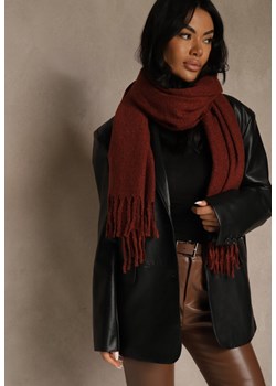 Bordowy Gładki Szalik z Frędzlami Vetimare ze sklepu renee.pl w kategorii Szaliki i chusty damskie - zdjęcie 188024485