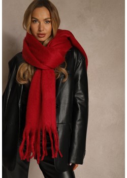 Bordowy Szalik Ozdobiony Frędzlami Owedela ze sklepu renee.pl w kategorii Szaliki i chusty damskie - zdjęcie 188024489