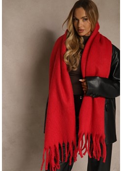 Czerwony Szalik Ozdobiony Frędzlami Owedela ze sklepu renee.pl w kategorii Szaliki i chusty damskie - zdjęcie 188024497