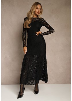 Czarna Elegancka Sukienka z Koronki z Odkrytymi Plecami Lilafera ze sklepu renee.pl w kategorii Sukienki - zdjęcie 188024889