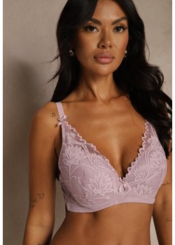 Fioletowy Biustonosz Ozdobiony Koronką i Kokardkami Sellene ze sklepu renee.pl w kategorii Biustonosze - zdjęcie 188024989