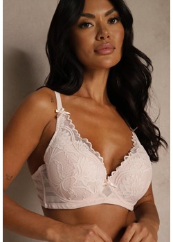 Jasnoróżowy Biustonosz Ozdobiony Koronką i Kokardkami Sellene ze sklepu renee.pl w kategorii Biustonosze - zdjęcie 188025005