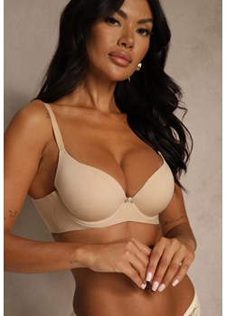 Beżowy Gładki Biustonosz z Efektem Push-up Theisithea ze sklepu renee.pl w kategorii Biustonosze - zdjęcie 188025075