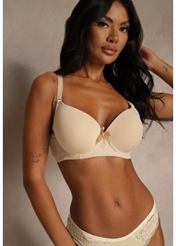 Beżowy Biustonosz o Gładkim Wykończeniu z Kokardką Phiphise ze sklepu renee.pl w kategorii Biustonosze - zdjęcie 188025147