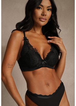 Czarny Biustonosz Zdobiony Koronką i Kokardami Morgavia ze sklepu renee.pl w kategorii Biustonosze - zdjęcie 188025155