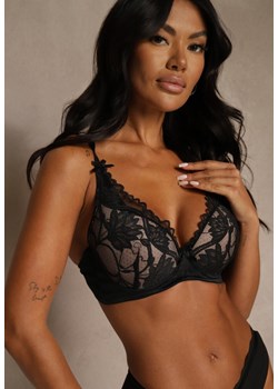 Czarno-Beżowy Biustonosz Zdobiony Koronką i Kokardami Morgavia ze sklepu renee.pl w kategorii Biustonosze - zdjęcie 188025186