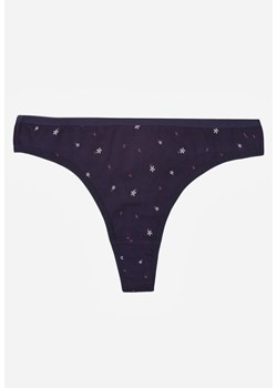 Granatowe Majtki Strongi z Drobnym Nadrukiem z Bawełną Clymeine ze sklepu renee.pl w kategorii Majtki damskie - zdjęcie 188025388