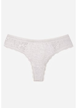 Jasnoszare Majtki Stringi Ozdobione Koronką z Bawełną Meniliphis ze sklepu renee.pl w kategorii Majtki damskie - zdjęcie 188025406