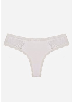 Białe Majtki Stringi Ozdobione Koronką z Bawełną Meniliphis ze sklepu renee.pl w kategorii Majtki damskie - zdjęcie 188025409