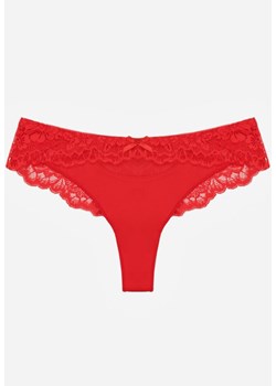 Czerwone Majtki Stringi Ozdobione Koronką Phisoris ze sklepu renee.pl w kategorii Majtki damskie - zdjęcie 188025426