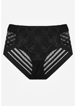 Czarne Siateczkowe Majtki Figi High Waist z Koronkowymi Zdobieniami Heylih ze sklepu renee.pl w kategorii Majtki damskie - zdjęcie 188025558