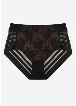 Czarno-Beżowe Siateczkowe Majtki Figi High Waist z Koronkowymi Zdobieniami Heylih ze sklepu renee.pl w kategorii Majtki damskie - zdjęcie 188025567