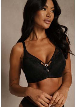 Czarny Biustonosz z Koronki z Sercem z Cyrkonii Adrievianna ze sklepu renee.pl w kategorii Biustonosze - zdjęcie 188025598