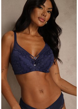 Granatowy Biustonosz z Koronki z Sercem z Cyrkonii Adrievianna ze sklepu renee.pl w kategorii Biustonosze - zdjęcie 188025606