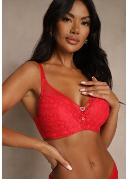 Czerwony Biustonosz z Koronki z Sercem z Cyrkonii Adrievianna ze sklepu renee.pl w kategorii Biustonosze - zdjęcie 188025645