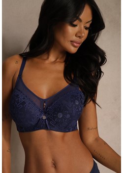 Granatowy Koronkowy Biustonosz Ozdobiony Przezroczystą Wstawką Acalinai ze sklepu renee.pl w kategorii Biustonosze - zdjęcie 188025668