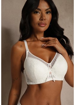 Jasnobeżowy Koronkowy Biustonosz Ozdobiony Przezroczystą Wstawką Acalinai ze sklepu renee.pl w kategorii Biustonosze - zdjęcie 188025676