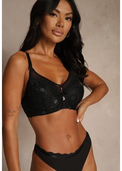 Czarny Koronkowy Biustonosz Ozdobiony Przezroczystą Wstawką Acalinai ze sklepu renee.pl w kategorii Biustonosze - zdjęcie 188025699