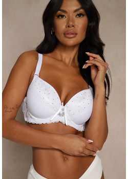 Biały Biustonosz z Koronką i Cyrkoniami Himelodia ze sklepu renee.pl w kategorii Biustonosze - zdjęcie 188025745