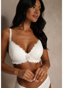 Jasnobeżowy Koronkowy Biustonosz Ozdobiony Cyrkoniowym Sercem Bothilei ze sklepu renee.pl w kategorii Biustonosze - zdjęcie 188025785