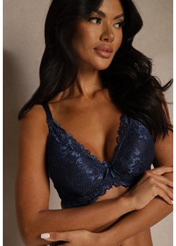 Granatowy Koronkowy Biustonosz w Klasycznym Stylu Coralee ze sklepu renee.pl w kategorii Biustonosze - zdjęcie 188025848
