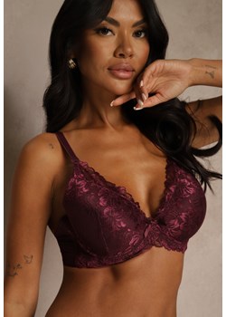 Bordowy Koronkowy Biustonosz w Klasycznym Stylu Coralee ze sklepu renee.pl w kategorii Biustonosze - zdjęcie 188025856