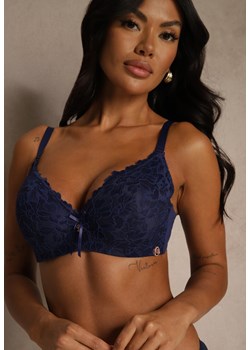 Granatowy Biustonosz Ozdobiony Koronką i Kokardką Aqiany ze sklepu renee.pl w kategorii Biustonosze - zdjęcie 188025878