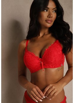 Czerwony Biustonosz Ozdobiony Koronką i Kokardką Aqiany ze sklepu renee.pl w kategorii Biustonosze - zdjęcie 188025918