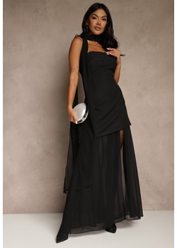 Czarna Wieczorowa Sukienka Bandeau z Dodatkowym Szalem Meridvia ze sklepu renee.pl w kategorii Sukienki - zdjęcie 188025967