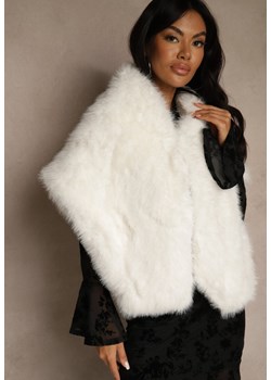 Białe Futerkowe Ponczo Szal Typu Etola Aezney ze sklepu renee.pl w kategorii Poncza - zdjęcie 188025985