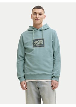Jack & Jones Bluza Jjrain Sweat Hood 12288098 Turkusowy Regular Fit ze sklepu MODIVO w kategorii Bluzy męskie - zdjęcie 188027718