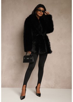 Czarne Klasyczne Legginsy High Waist z Zapiętkami i Ociepleniem Serafeia ze sklepu renee.pl w kategorii Spodnie damskie - zdjęcie 188028597