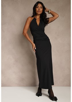 Czarna Wieczorowa Sukienka Halter z Odkrytymi Plecami Sewsara ze sklepu renee.pl w kategorii Sukienki - zdjęcie 188031009