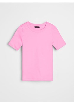 Sinsay - Bawełniana koszulka basic - różowy ze sklepu Sinsay w kategorii Bluzki damskie - zdjęcie 188031517