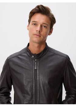 Reserved - Skórzana kurtka ze stójką - ciemnobrązowy ze sklepu Reserved w kategorii Kurtki męskie - zdjęcie 188032675