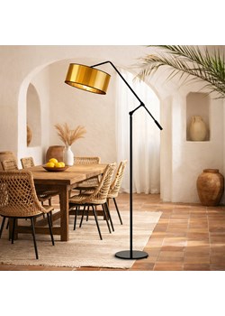 Czarno złota lampa podłogowa na wysięgniku regulowanym LIBERIA MIRROR z abażurem ze sklepu Lysne w kategorii Lampy podłogowe - zdjęcie 188032706