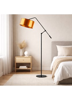 Czarna lampa stojąca w stylu glamour LIBERIA MIRROR z regulowanym wysięgnikiem do czytania w sypialni ze sklepu Lysne w kategorii Lampy podłogowe - zdjęcie 188032708
