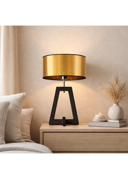 Designerska lampa stołowa z drewnianą podstawą CLIO MIRROR ze sklepu Lysne w kategorii Lampy stołowe - zdjęcie 188032735