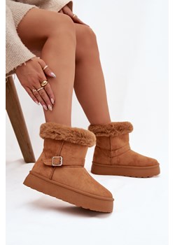 Damskie Śniegowce Z Futerkiem I Klamrą Camel Jesella ze sklepu ZAZOO w kategorii Śniegowce damskie - zdjęcie 188032777