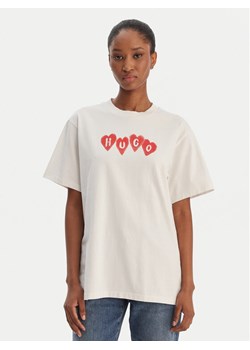 HUGO T-Shirt Vintage 50561164 Beżowy Relaxed Fit ze sklepu MODIVO w kategorii Bluzki damskie - zdjęcie 188033655
