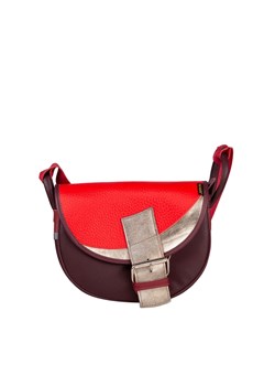 brązowa z klapą w kolorze czerwonym  damska torebka listonoszka s ze sklepu Słoń Torbalski w kategorii Listonoszki - zdjęcie 188035597
