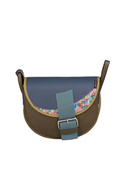 ziolona z granatową klapą damska torebka listonoszka skórzana na ra ze sklepu Słoń Torbalski w kategorii Listonoszki - zdjęcie 188035619