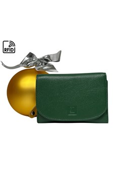 zielony portfel skórzany poziomy rozkładany 9x12,5 cm ze sklepu Słoń Torbalski w kategorii Portfele damskie - zdjęcie 188035715