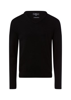 Nils Sundström Męski sweter z dzianiny Mężczyźni Bawełna czarny jednolity ze sklepu vangraaf w kategorii Swetry męskie - zdjęcie 188035768