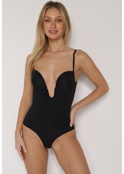 Czarne Bieliźniane Body Modelujące z Wyciętym Dekoltem Theloria ze sklepu born2be.pl w kategorii Body damskie - zdjęcie 188036547